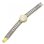 COURRÈGES Montre cadrant echec bicolor or et argent femme