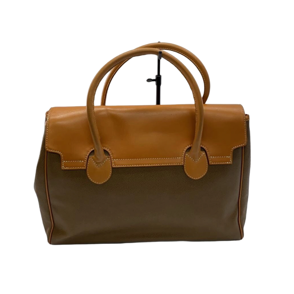 COURRÈGES Sac Boston kaki et cuir camel