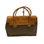 COURRÈGES Sac Boston kaki et cuir camel