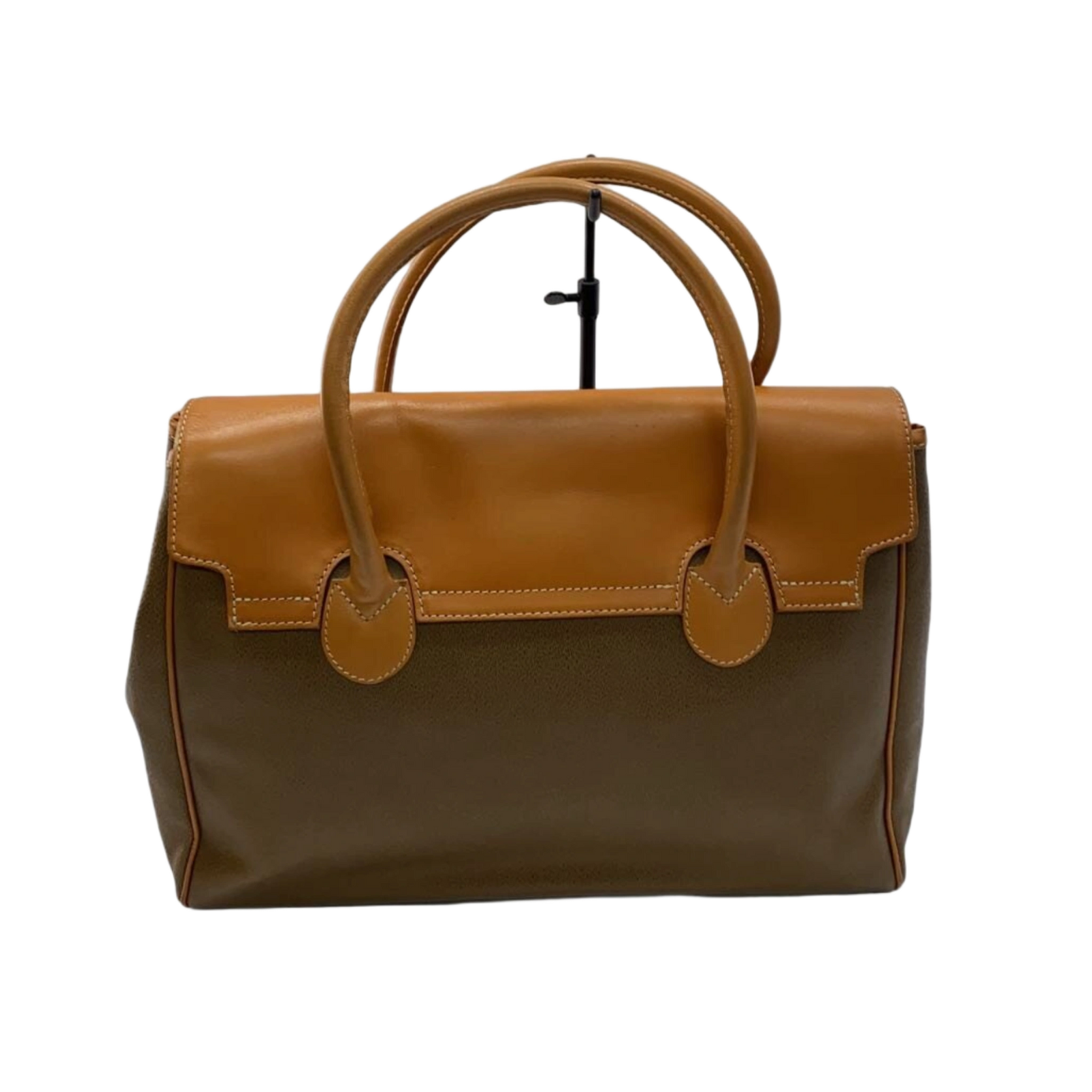 COURRÈGES Sac Boston kaki et cuir camel