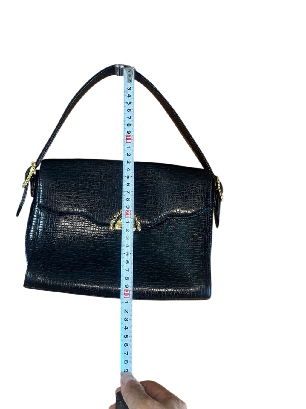 Ungaro Black Embossed Leather Top Handle Handbag