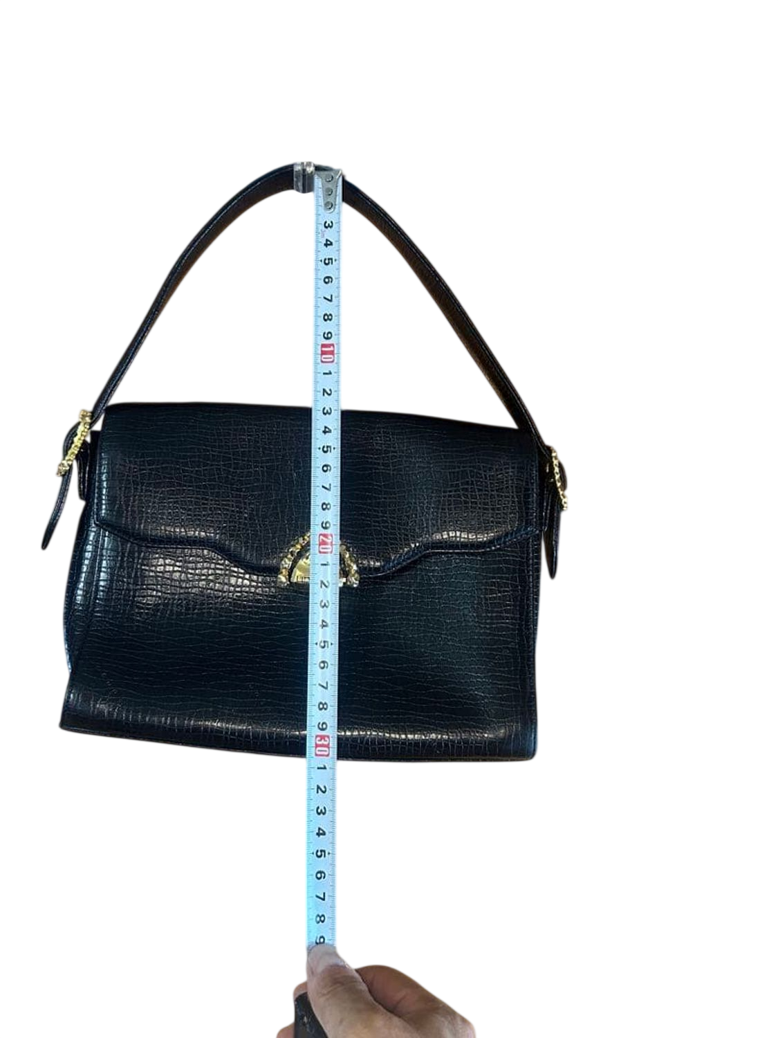 Ungaro Black Embossed Leather Top Handle Handbag