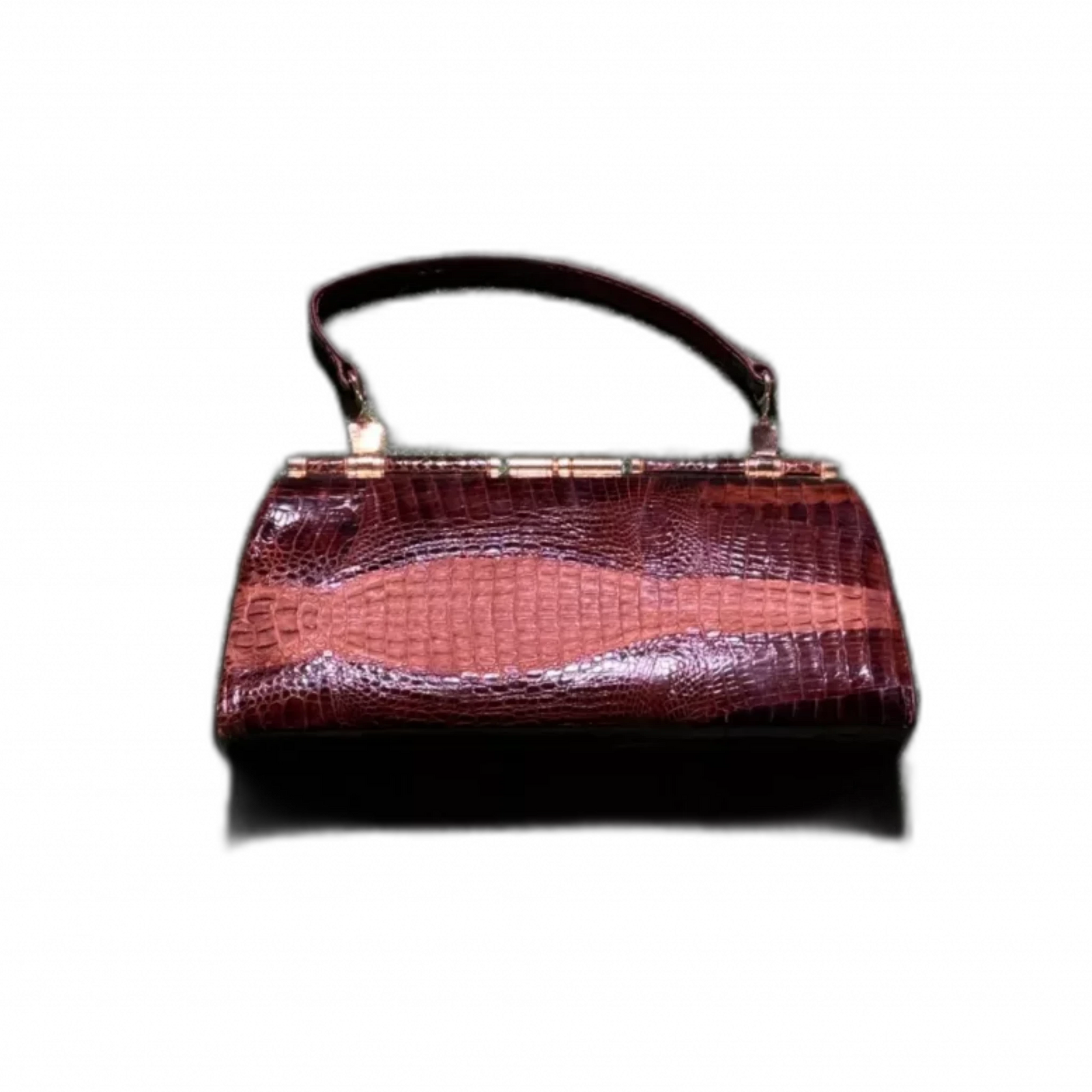MULTI-MARQUES Sac crocodile soirée pm années 1960 ou 1970 fermoir doré viennois