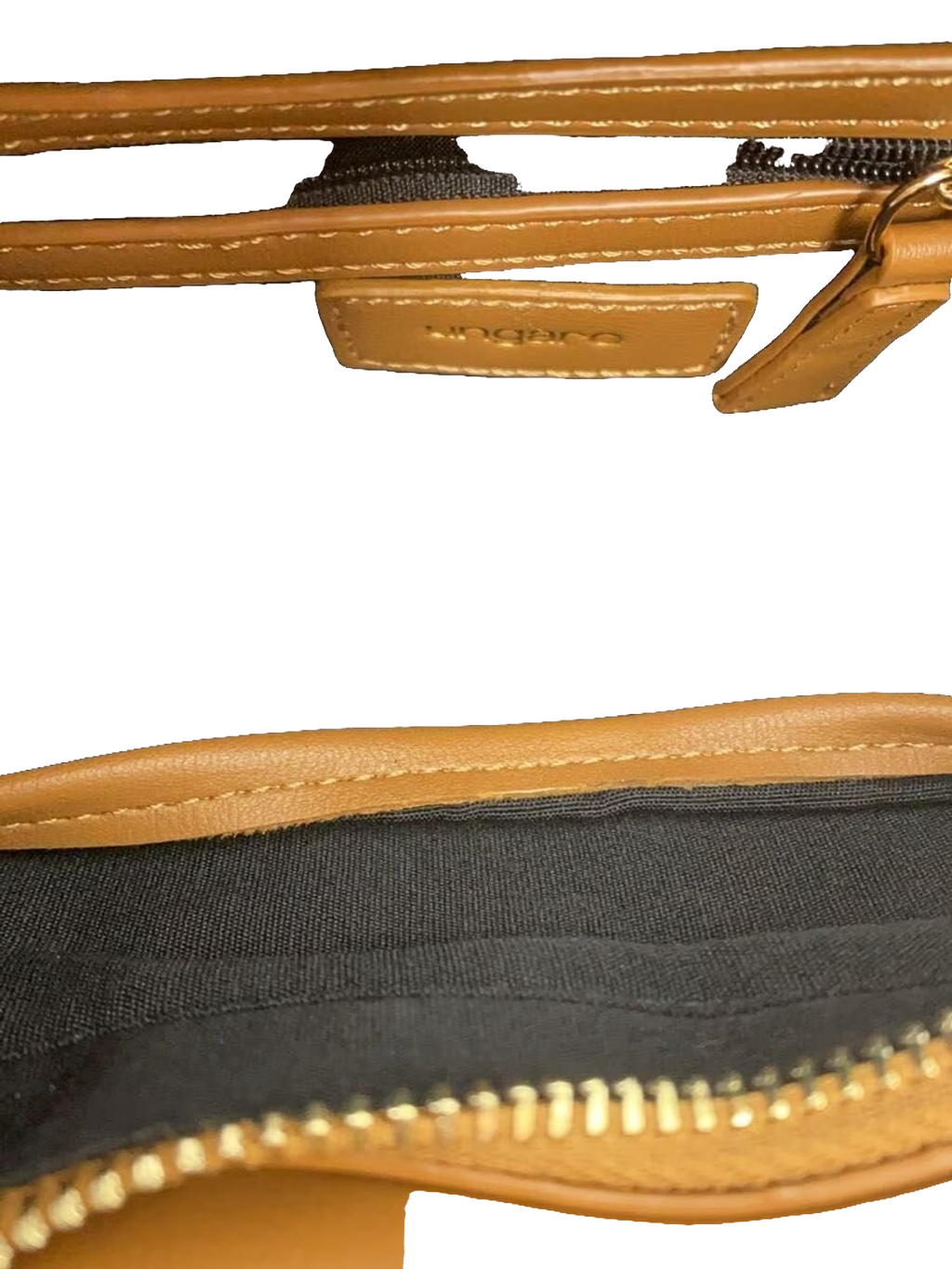 UNGARO Sac à main toile monogramme fleur fond noir garnitures cuir doré