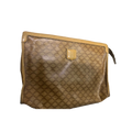 CELINE Pochette en toile Macadam marron monogrammée