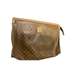 CELINE Pochette en toile Macadam marron monogrammée