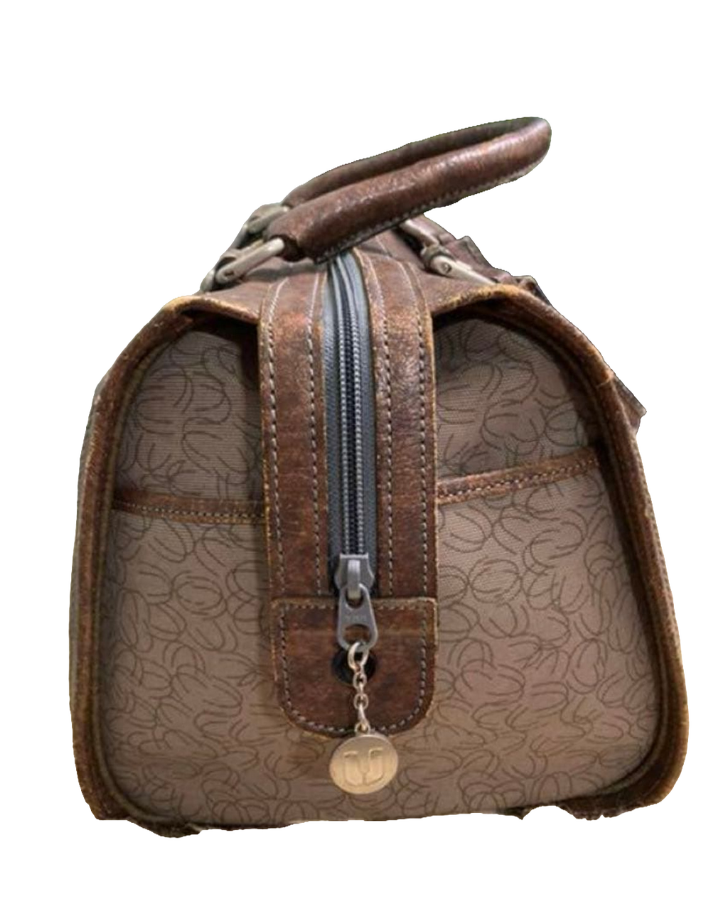 Ungaro Handbag Brown Grey Vintage Monogram Boston Satchel Top Handle Bag