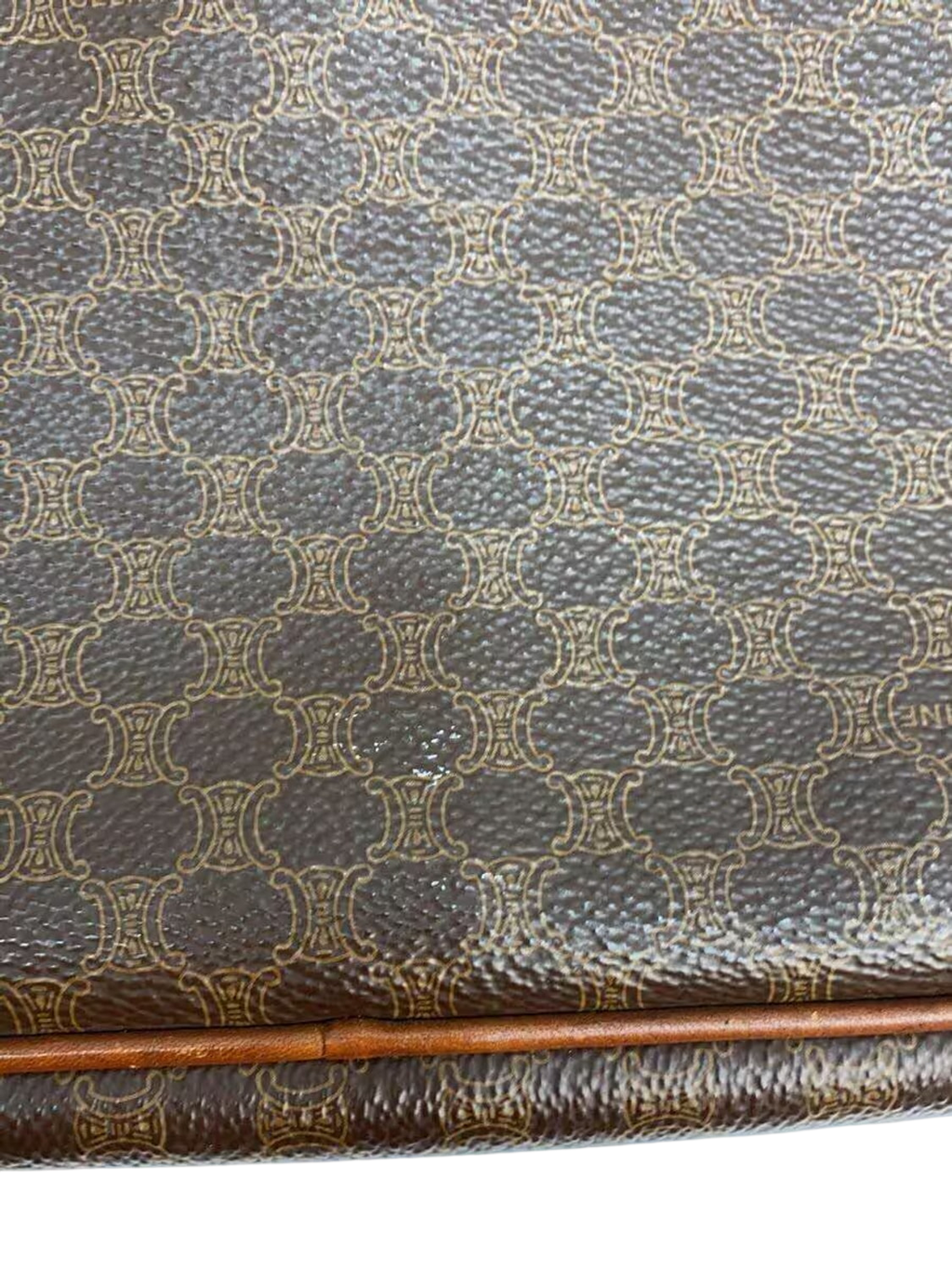 CÉLINE Paris Pochette wristlet toile Macadam marron zip façade