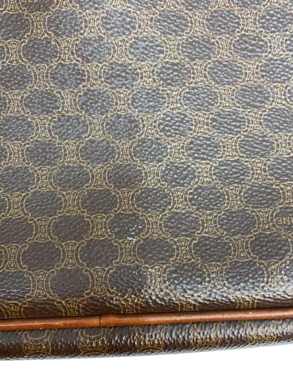CÉLINE Paris Pochette wristlet toile Macadam marron zip façade