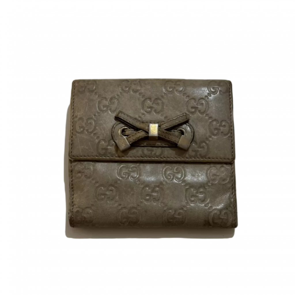 GUCCI Portefeuille Gucci noeud beige Toile GG