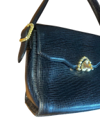 Ungaro Black Embossed Leather Top Handle Handbag