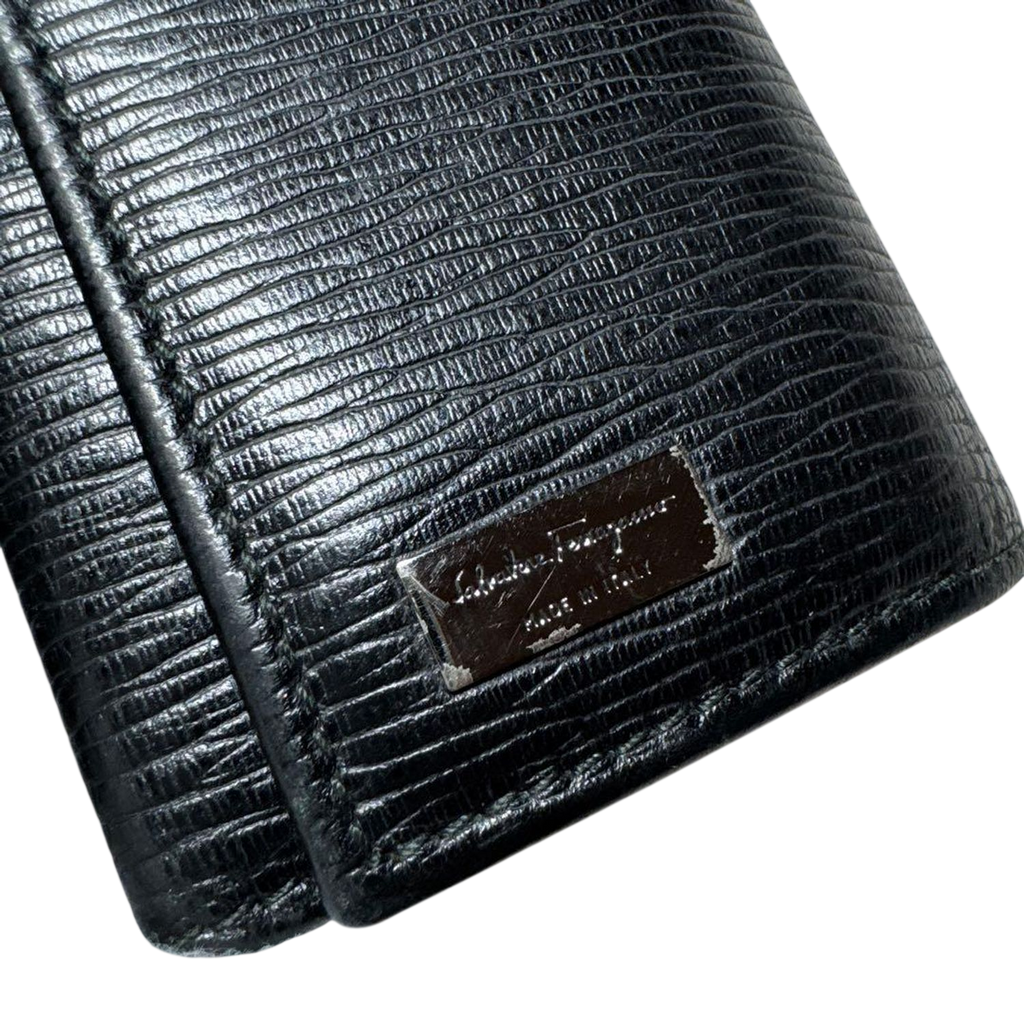 Salvatore Ferragamo Black Textured Leather Key Case