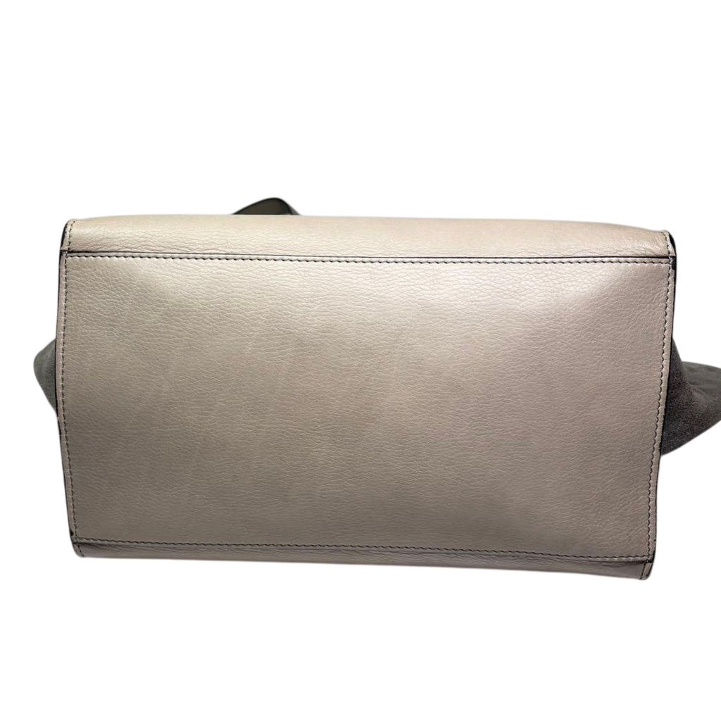 CELINE Trapeze Handbag Beige Leather Grey Suede