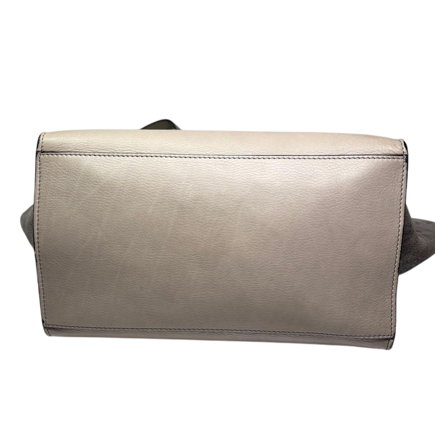 CELINE Trapeze Handbag Beige Leather Grey Suede