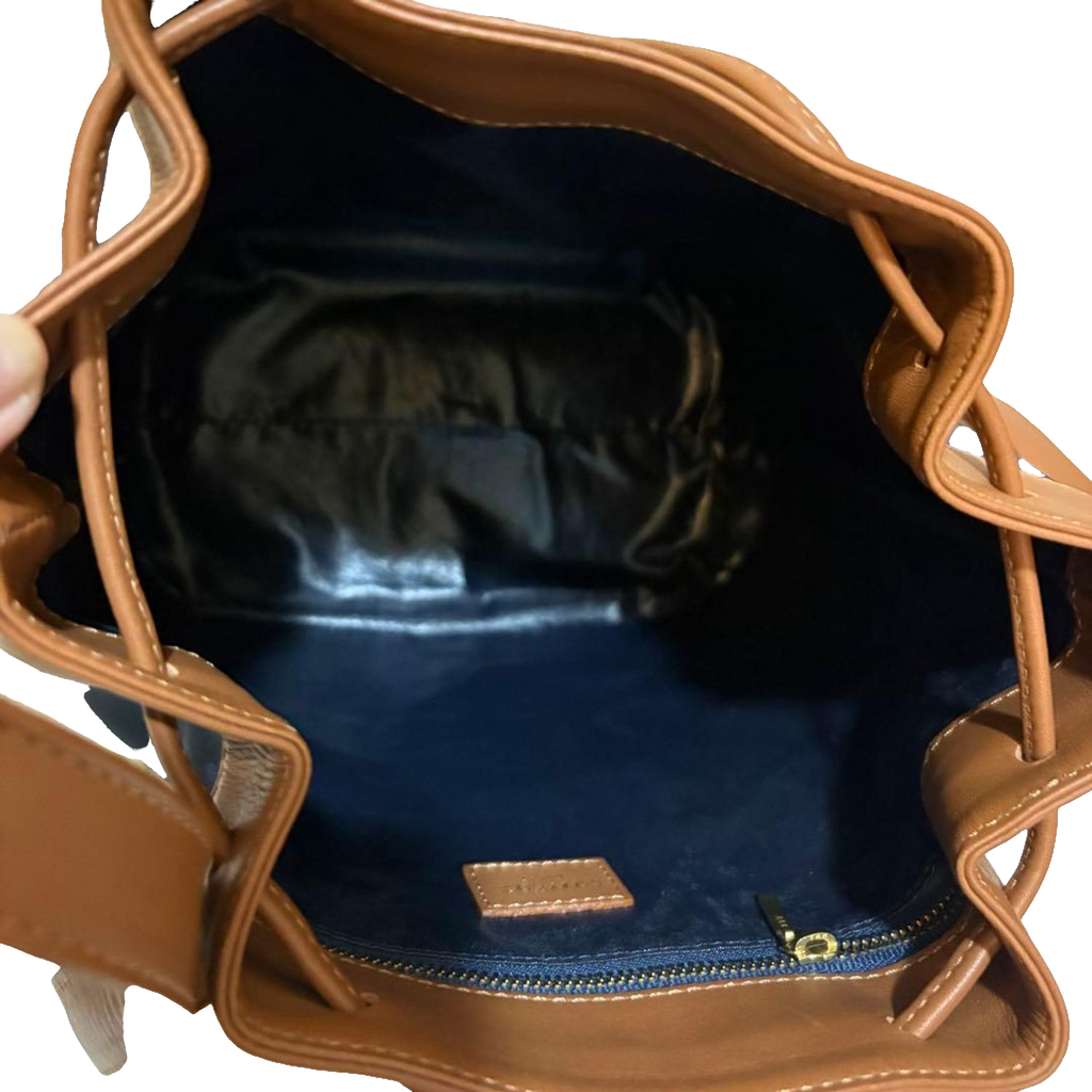 COURRÈGES Sac noé bucket bag bleu marine / camel (avec dustbag)