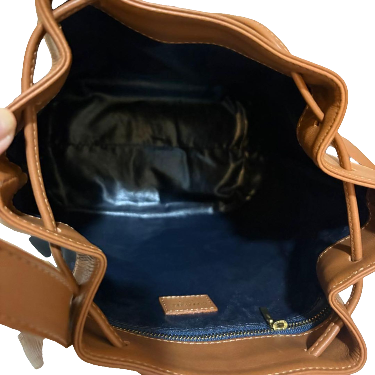 COURRÈGES Sac noé bucket bag bleu marine / camel (avec dustbag)