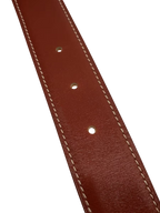 HERMÈS Paris Ceinture femme cuir Epsom marron fauve boucle H dorée Made in France
