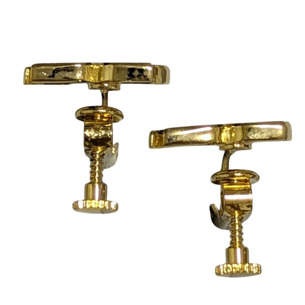 COURRÈGES Boucles d'oreilles clips logo AC entièrement pavé strass doré