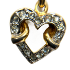 COURRÈGES Collier Pendentif Or Coeur entrelassé et strass Logo