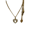 Courreges Necklace Gold Silver Heart Pendant Rhinestone Vintage Paris