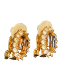 Nina Ricci Earrings Gold Silver NR Monogram Vintage Rhinestone Clip-On