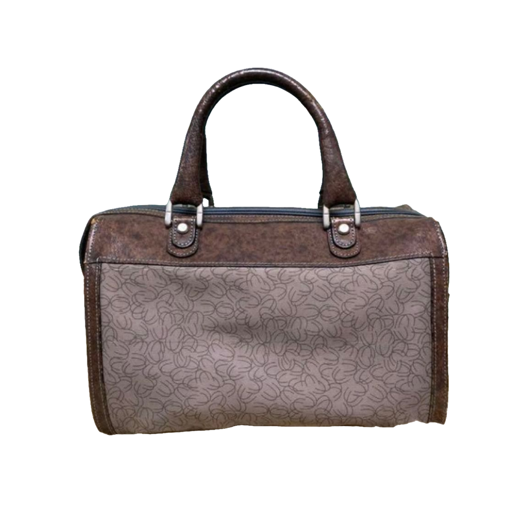 Ungaro Handbag Brown Grey Vintage Monogram Boston Satchel Top Handle Bag