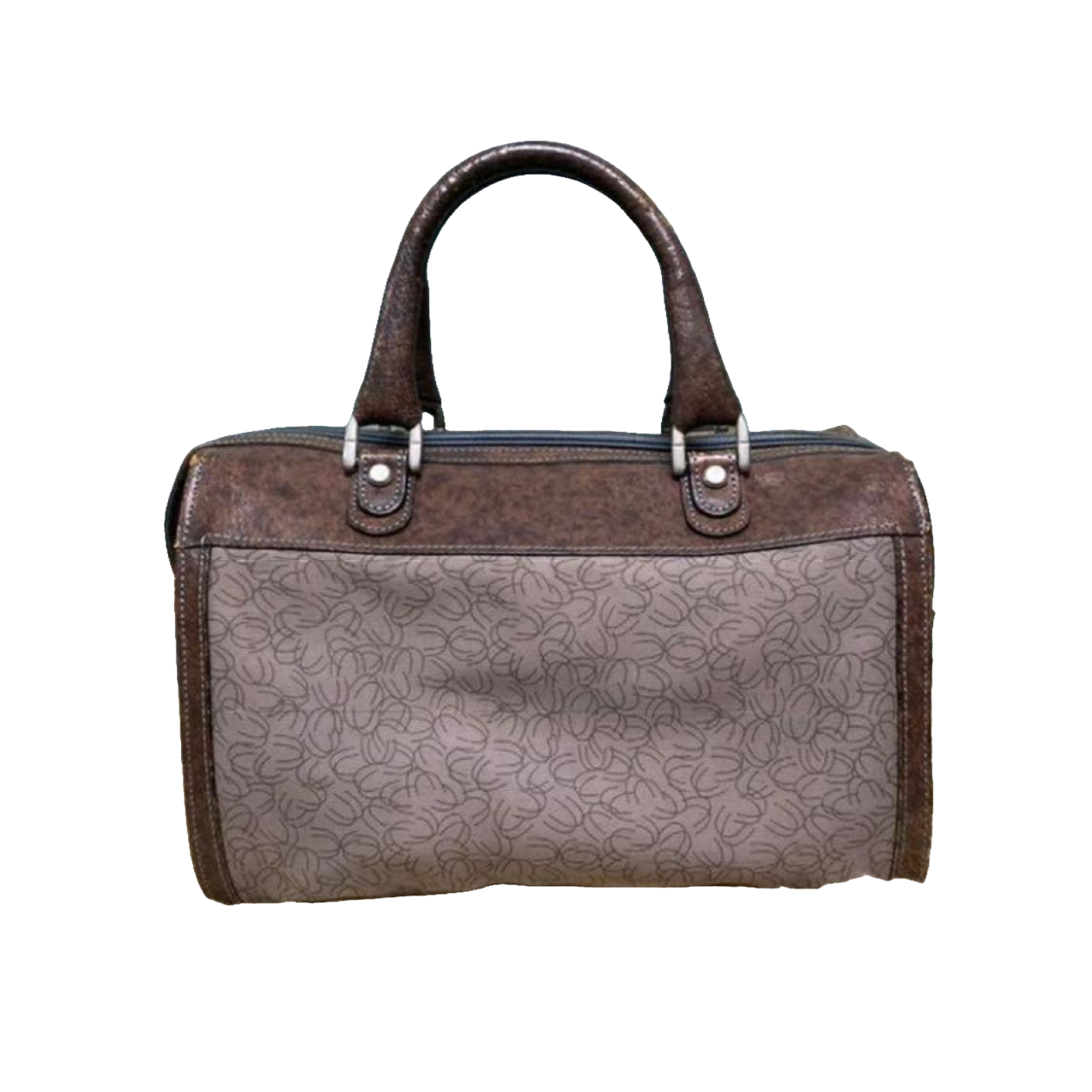 Ungaro Handbag Brown Grey Vintage Monogram Boston Satchel Top Handle Bag