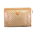 Celine Macadam Monogram Coated Canvas Leather Trim Clutch Bag Pouch