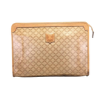 Celine Macadam Monogram Coated Canvas Leather Trim Clutch Bag Pouch