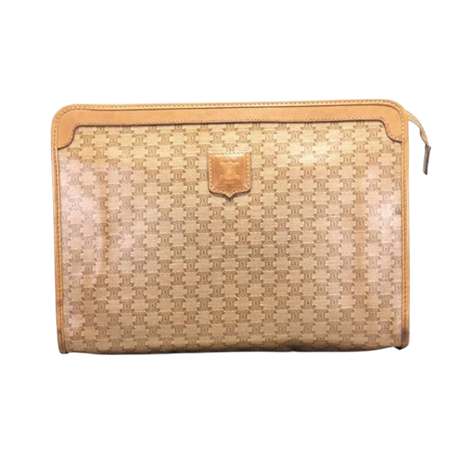 Celine Macadam Monogram Coated Canvas Leather Trim Clutch Bag Pouch