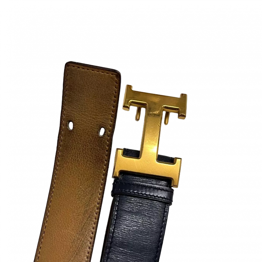 HERMÈS Ceinture Hermès Constance noir avec boucle en H or, poinçonnée ◯G, 1977