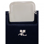 COURRÈGES sac velour bleu marine anse carré
