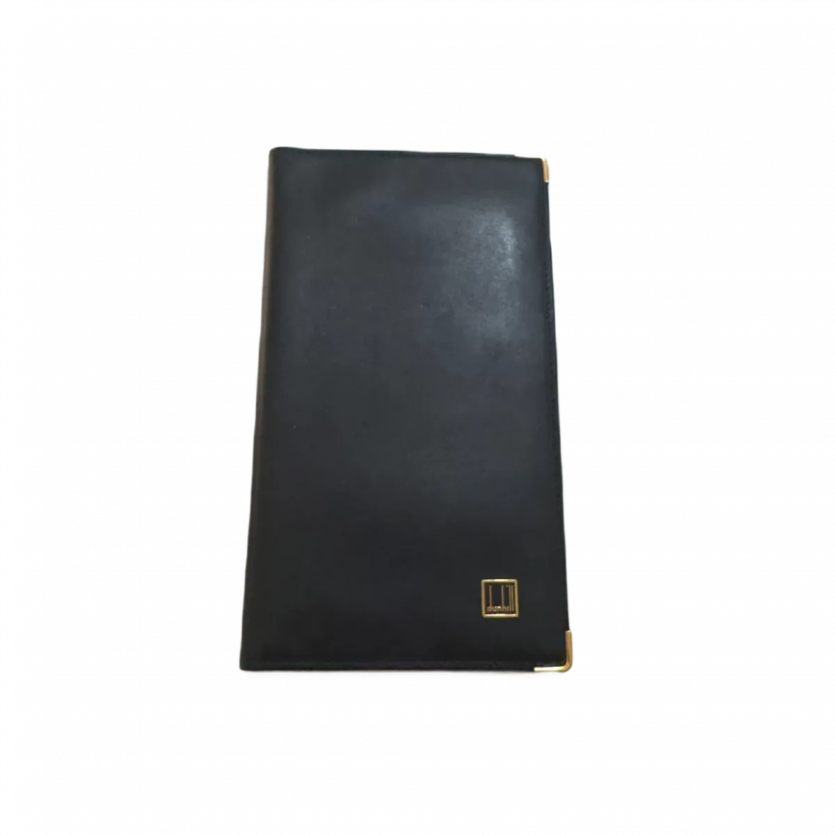 DUNHILL Portefeuille long noir & bijouterie or Dunhill