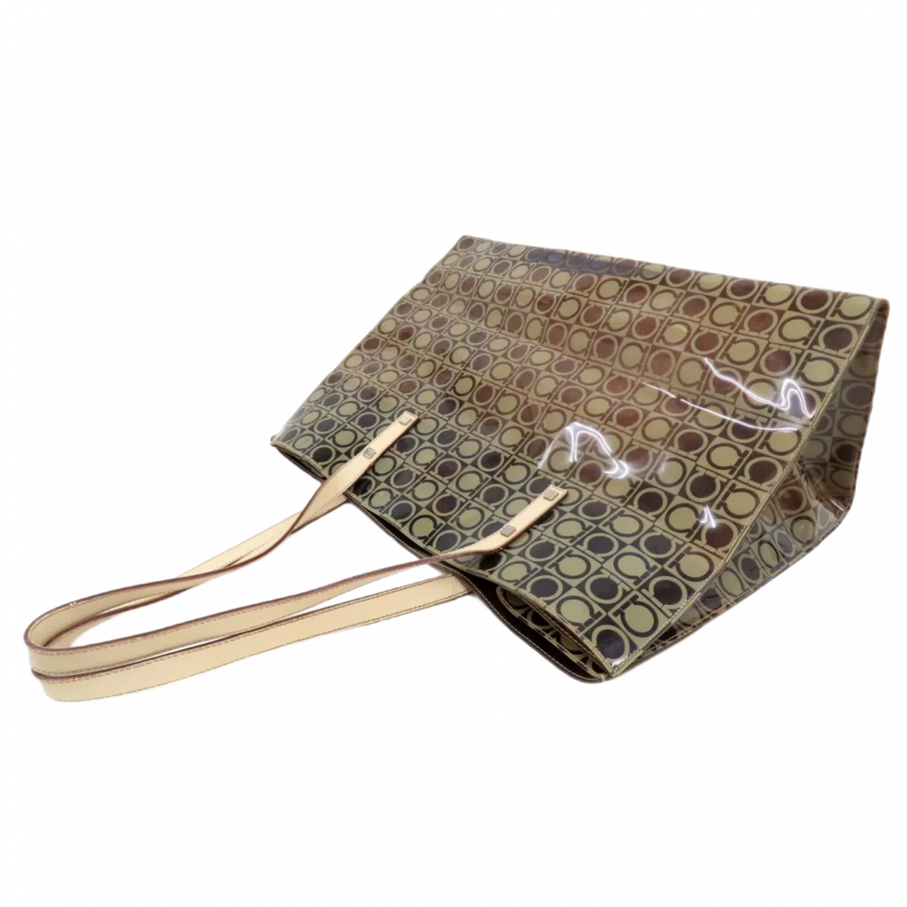 FERRAGAMO Sac fourre-tout Salvatore Ferragamo en vinyle marron logo ferragamo monogramé