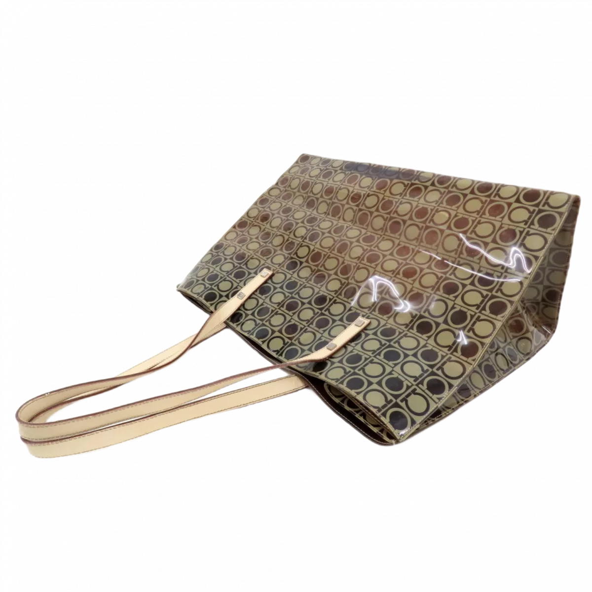 FERRAGAMO Sac fourre-tout Salvatore Ferragamo en vinyle marron logo ferragamo monogramé