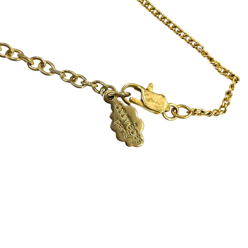 Courreges Gold Tone 'C' Letter Pendant Necklace