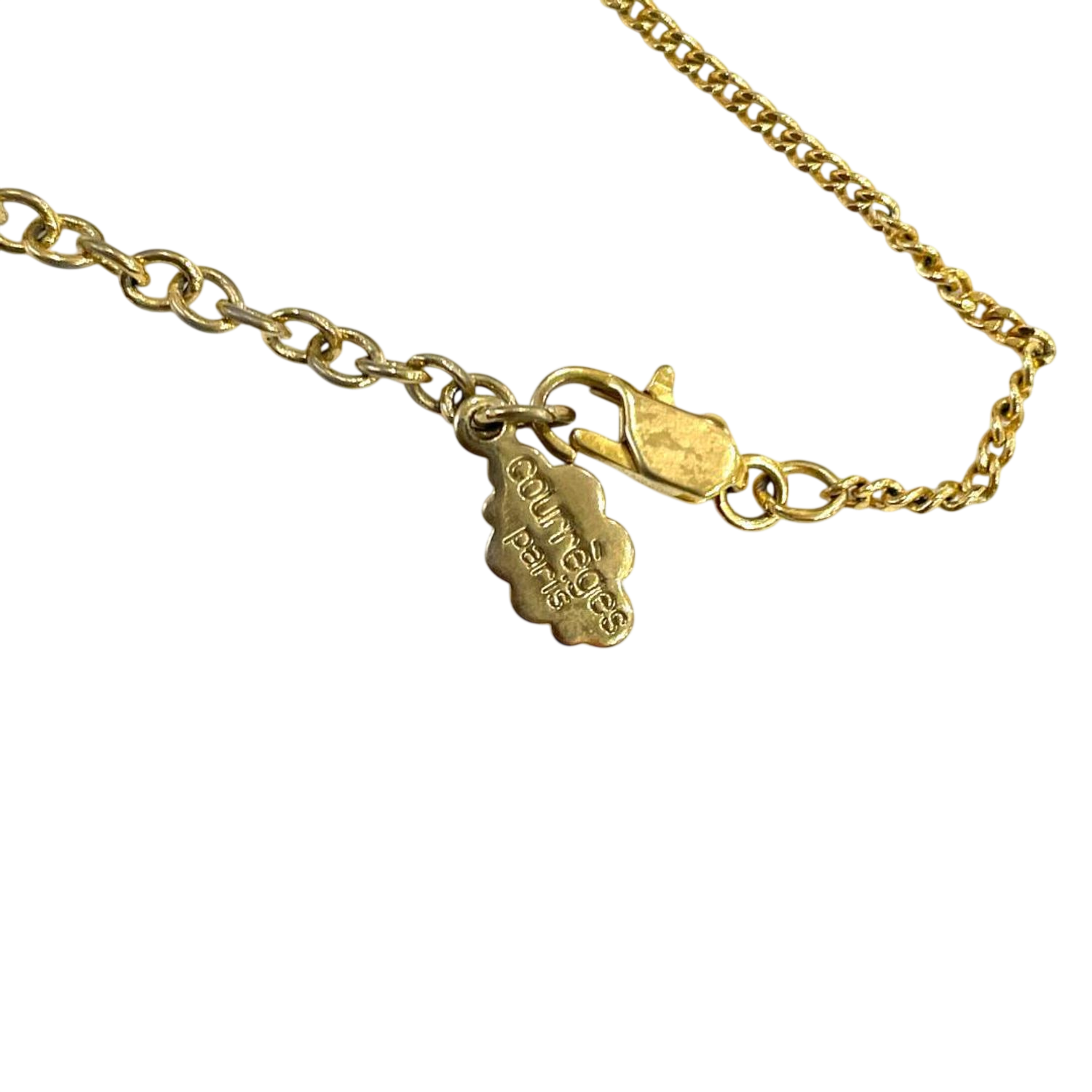 Courreges Gold Tone 'C' Letter Pendant Necklace