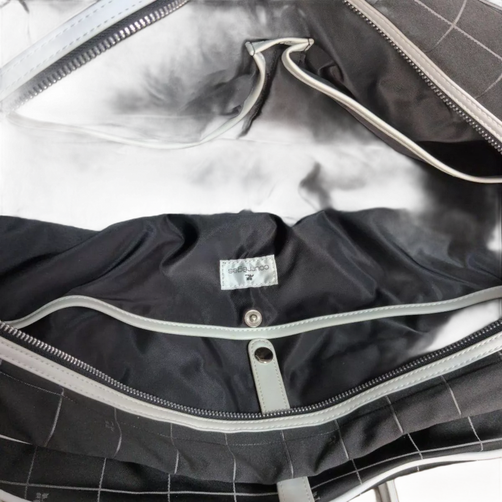 COURRÈGES Sac Boston Courrèges Y2K Noir blanc carreaux Grande Capacité