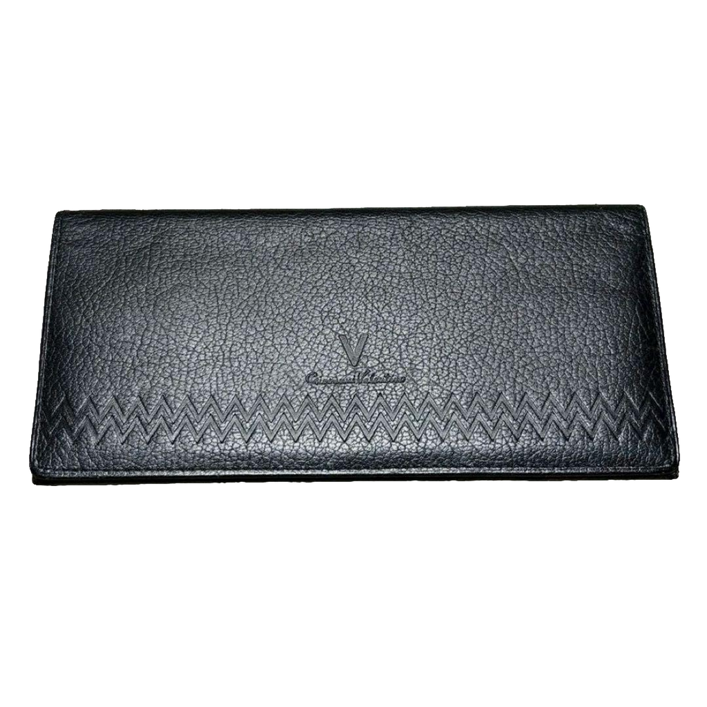 Giovanni Valentino Wallet Black Leather Long Bifold Italian Designer Vintage