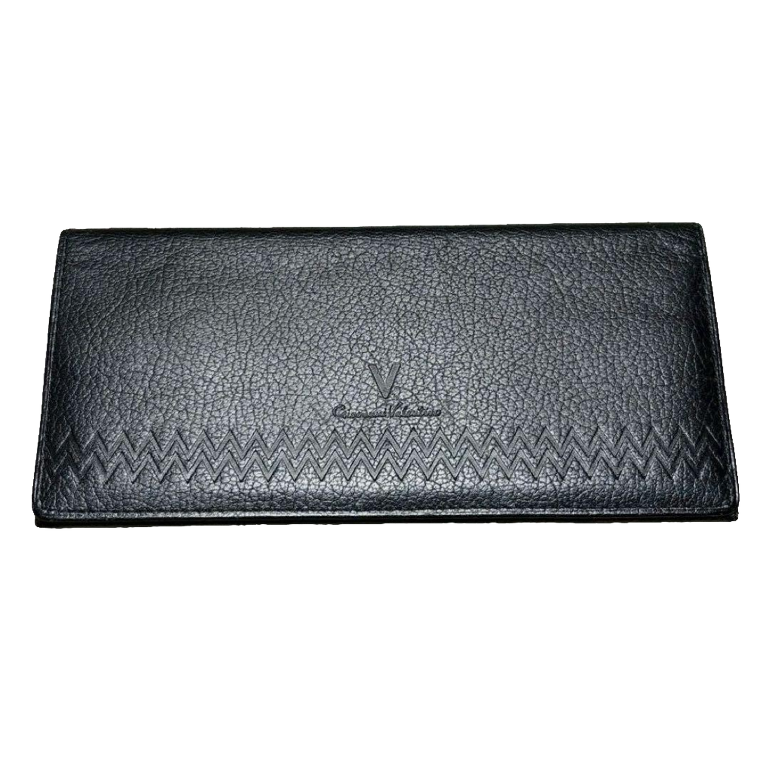 Giovanni Valentino Wallet Black Leather Long Bifold Italian Designer Vintage