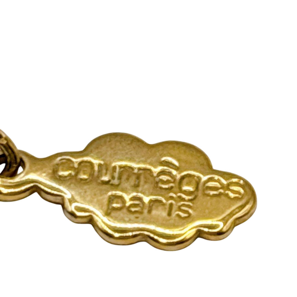 Courreges Gold Tone AC Logo Pendant Necklace