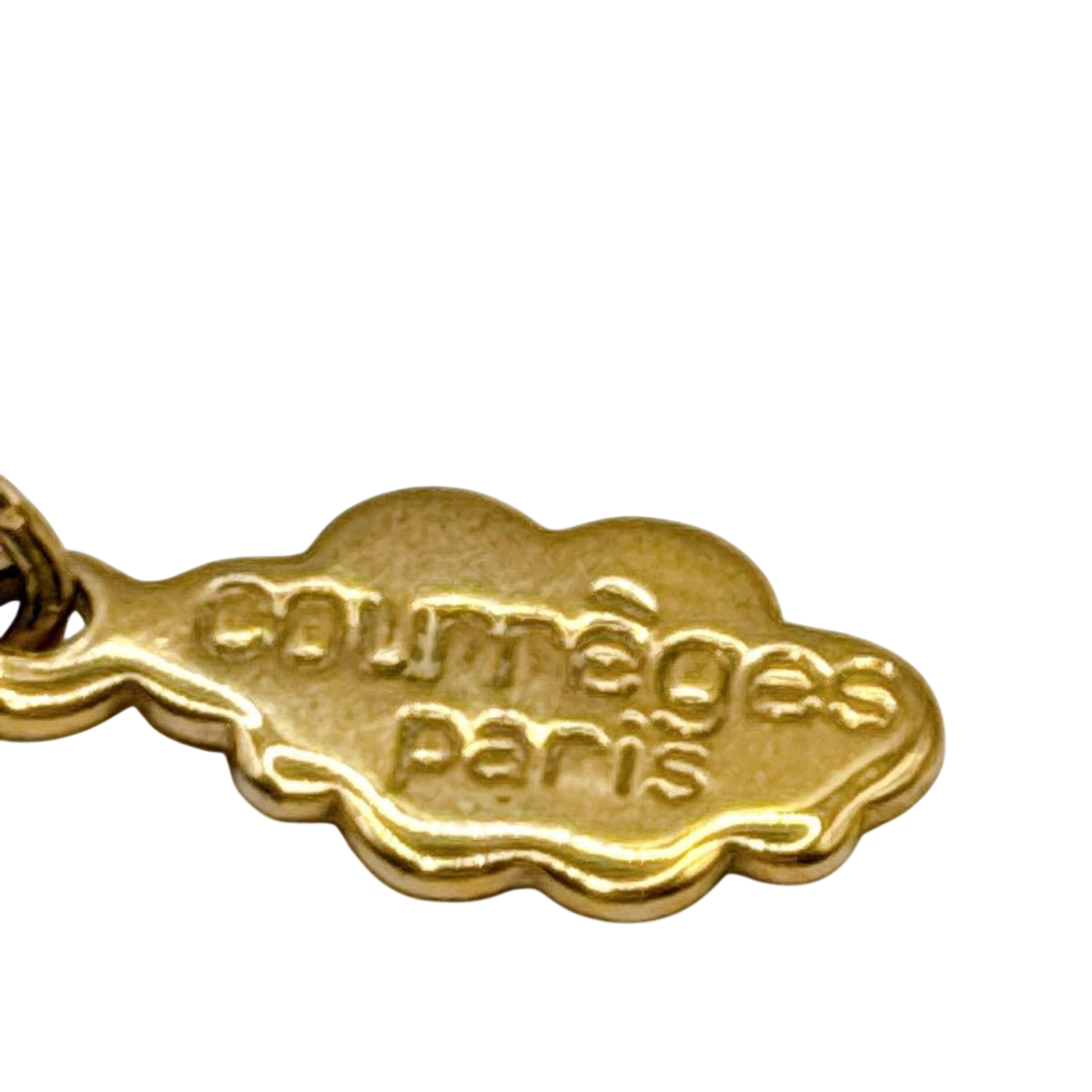 Courreges Gold Tone AC Logo Pendant Necklace