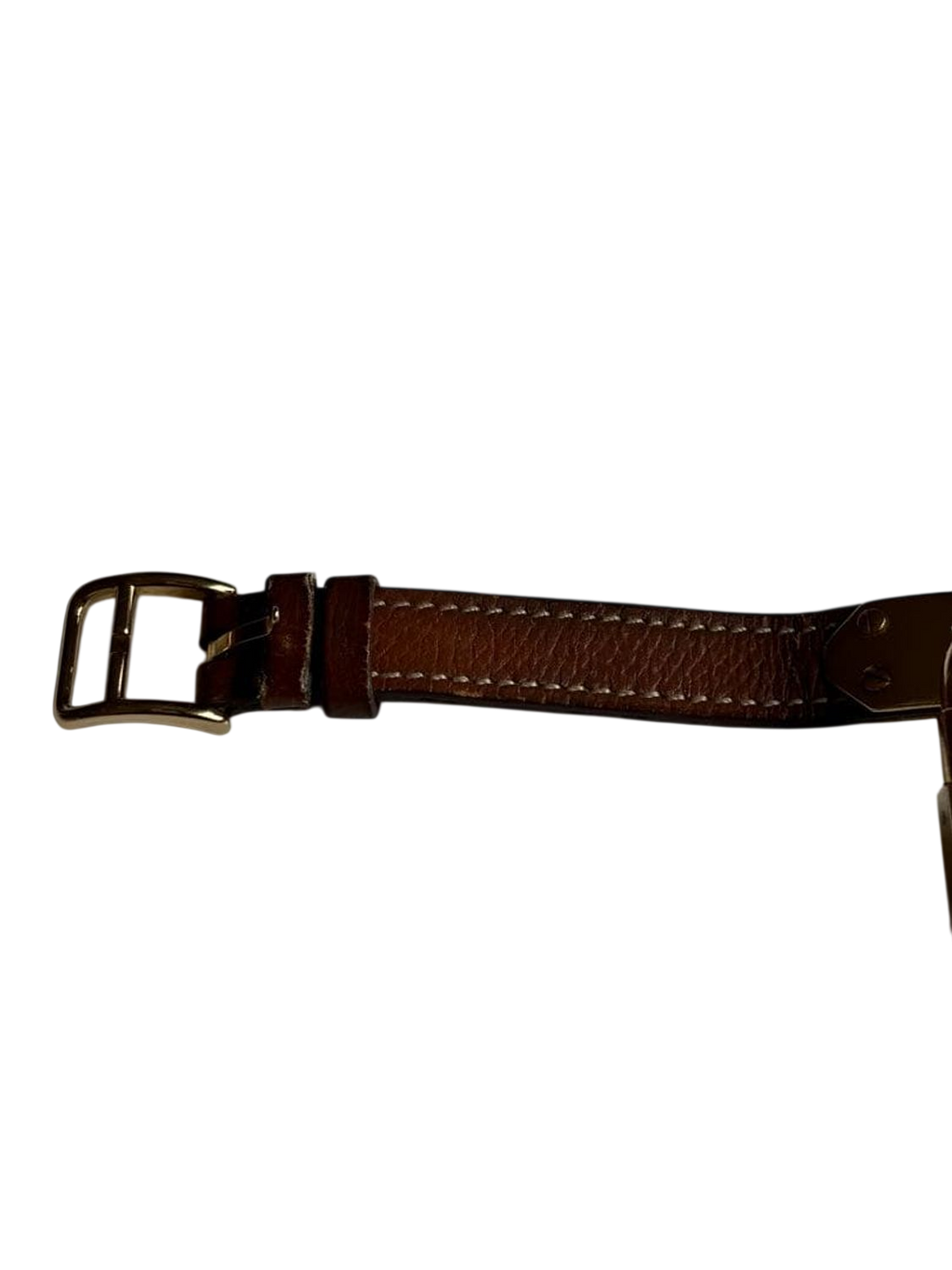 HERMES Kelly Lock Gold-Tone Brown Leather Swiss Made Watch