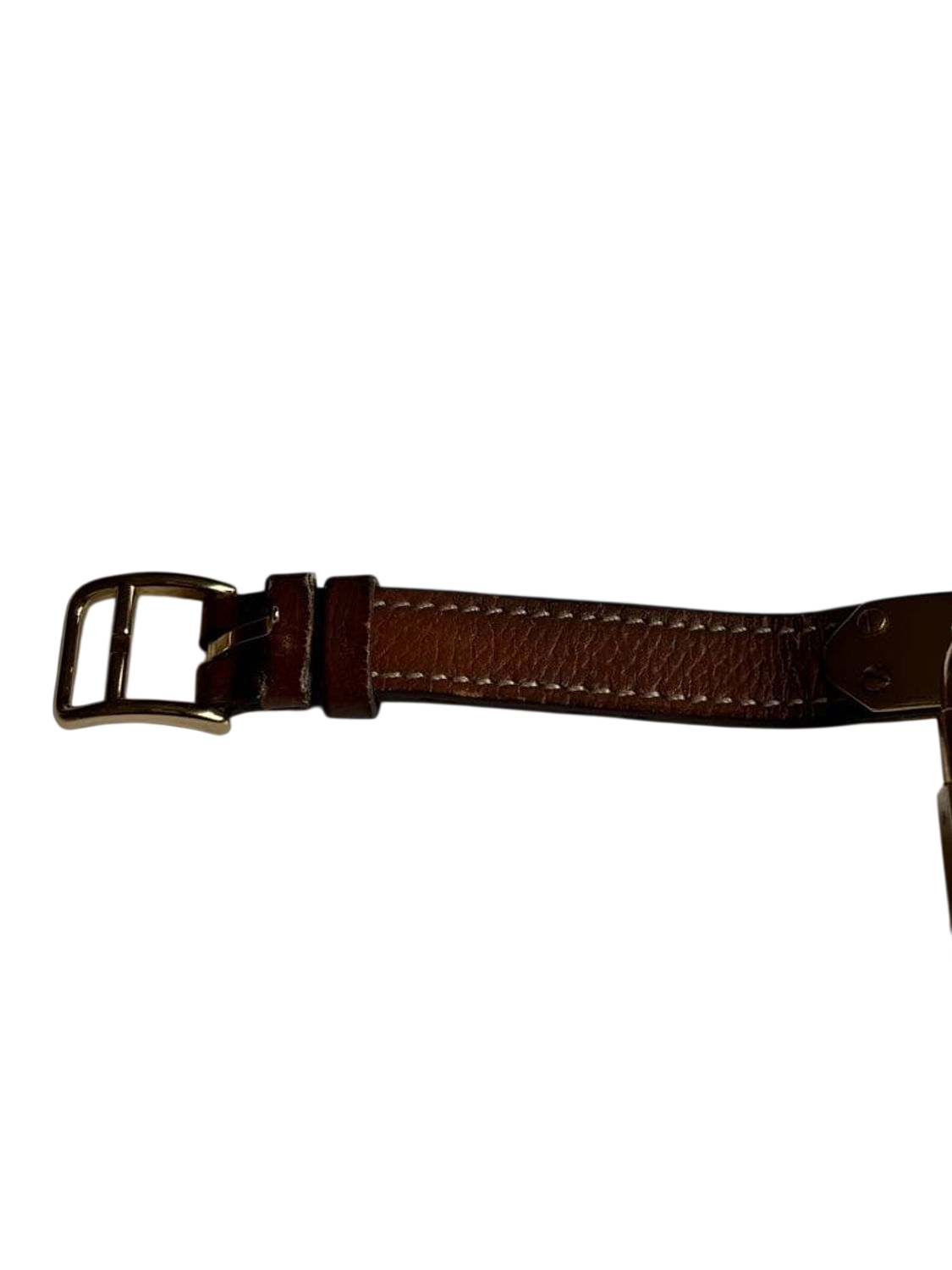 HERMES Kelly Lock Gold-Tone Brown Leather Swiss Made Watch