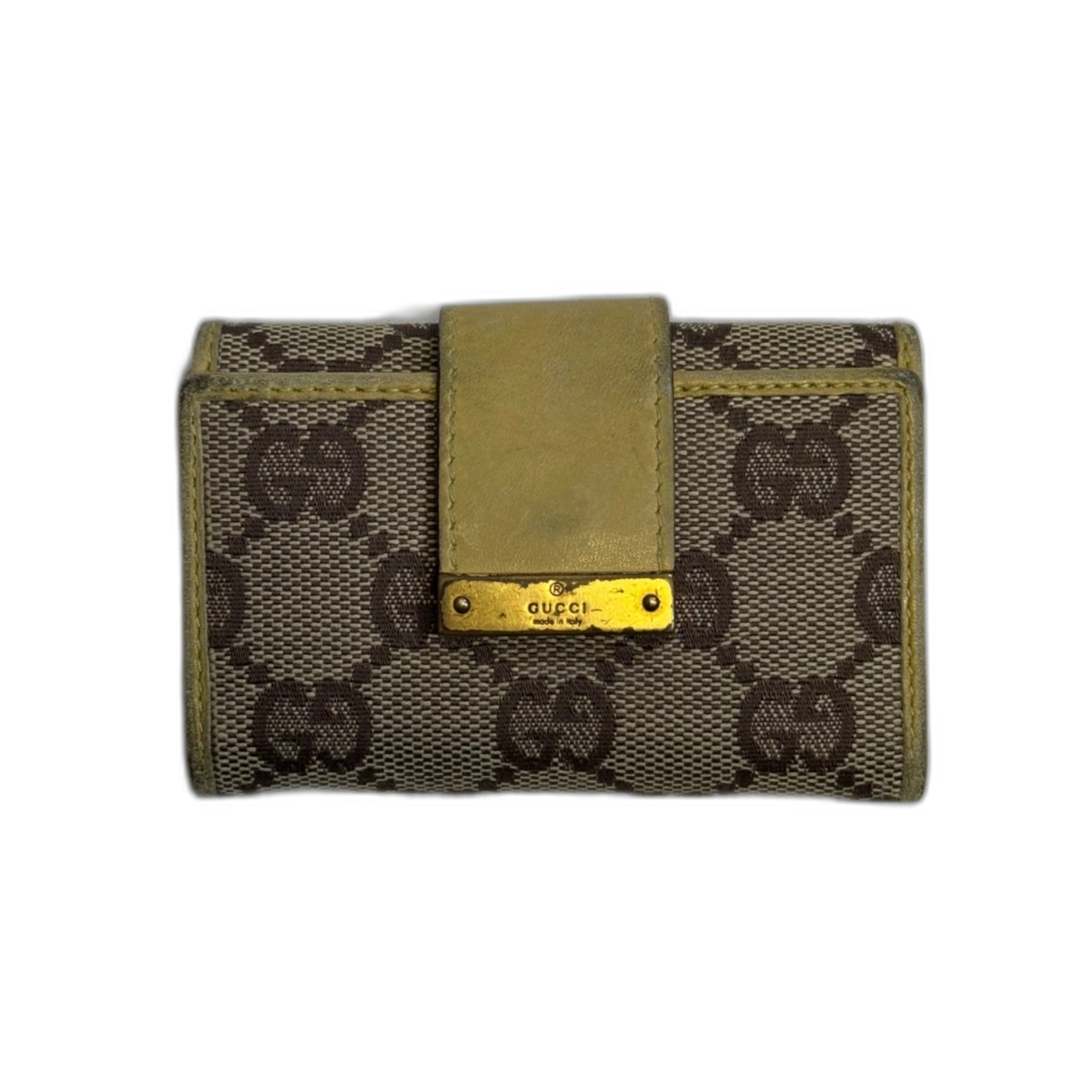 GUCCI Porte-clé Gucci monogrammé Gucci et cuir jaune moutarde