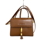 UNGARO Sac bandoulière cuir marron doré fermoir fleur