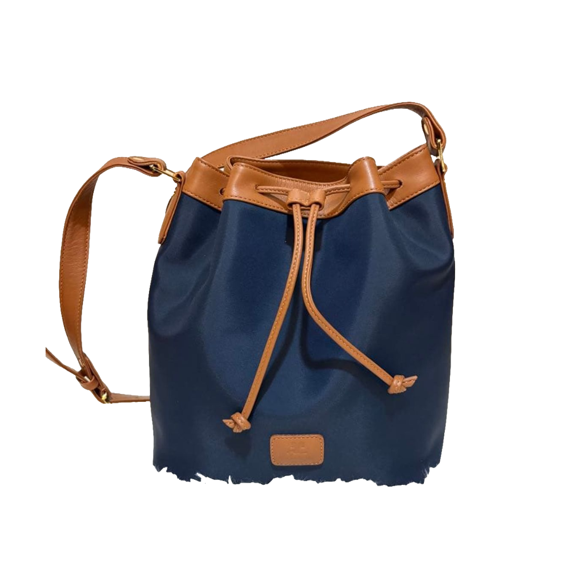 COURRÈGES Sac noé bucket bag bleu marine / camel (avec dustbag)