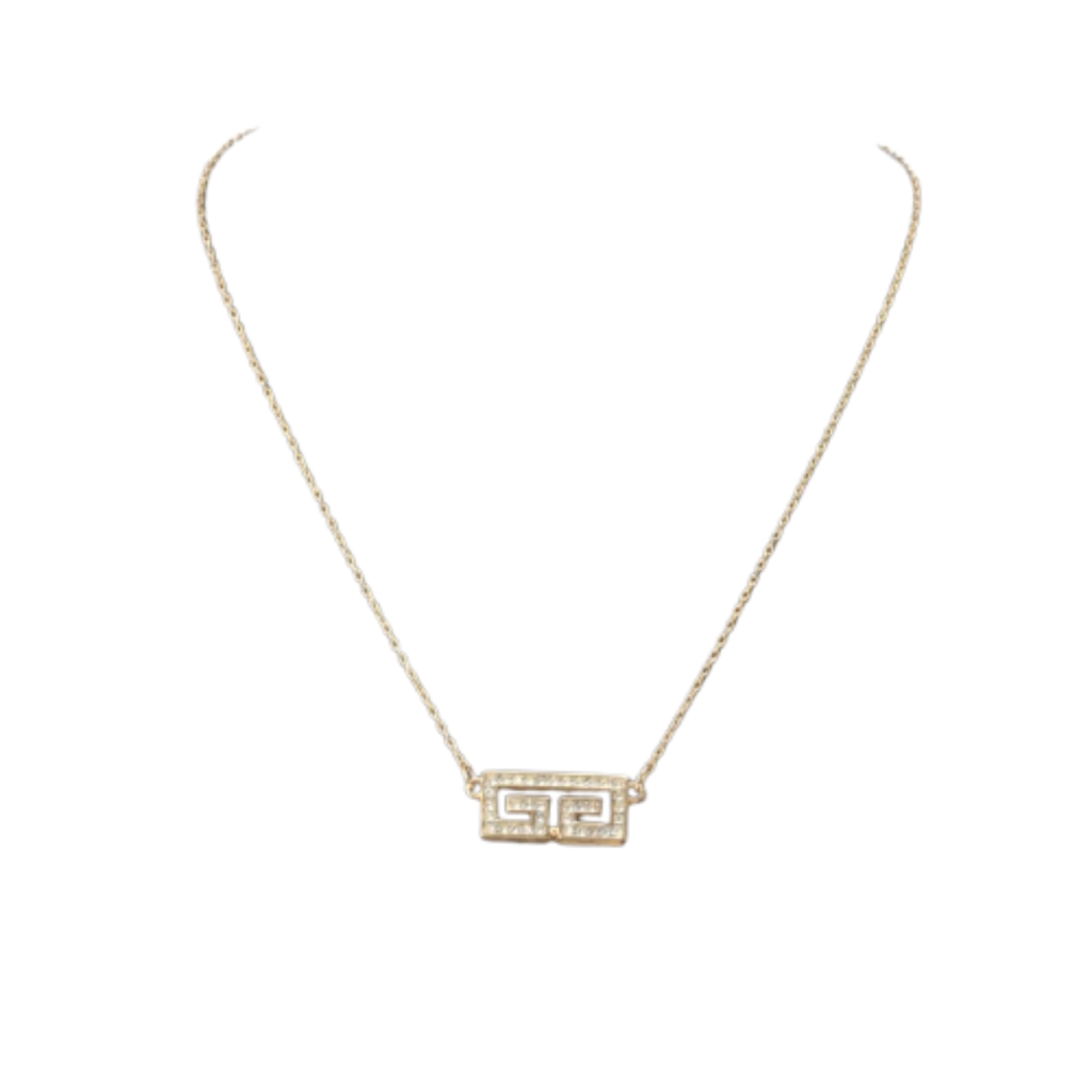 GIVENCHY Collier en or, logo, bijoux en strass, en excellent état
