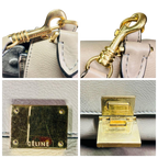 CELINE Trapeze Handbag Beige Leather Grey Suede