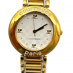 COURRÈGES Montre cadrant echec bicolor or et argent femme